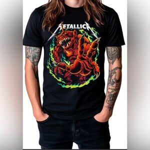 Gildan Black Graphic Tee with Red and Green Design